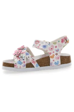 Sandali bianchi con stampa floreale e strappo Pitt Kids 14407