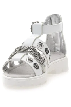 Sandali bianchi con strass e borchie silver Laura Biagiotti AG1728616312