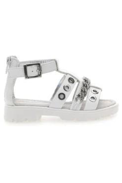 Sandali bianchi con strass e borchie silver Laura Biagiotti AG1728616312