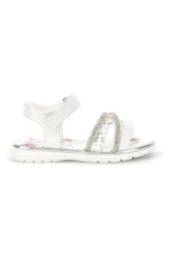 Sandali bianchi con strass e chiusura a strappo Grazie girl 15101