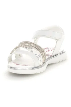 Sandali bianchi con strass e chiusura a strappo Grazie girl 15101