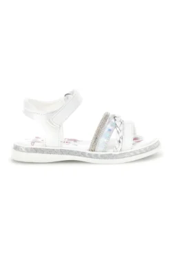 Sandali bianchi con strass e cinturino alla caviglia Grazie girl 14342