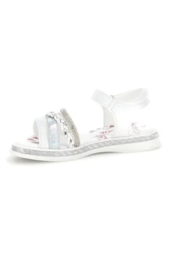 Sandali bianchi con strass e cinturino alla caviglia Grazie girl 14342