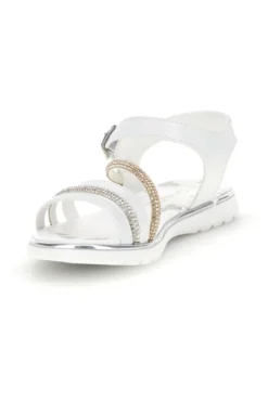 Sandali bianchi con strass e cinturino alla caviglia Grazie girl 15102
