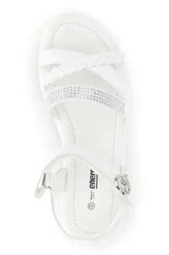 Sandali Bianchi con Strass e Fascia Intrecciata Energy E532