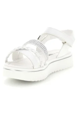 Sandali Bianchi con Strass e Fascia Intrecciata Energy E532