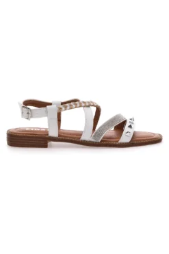 Sandali Bianchi Con Suola Flat e Borchie The First 313811
