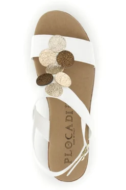 Sandali bianchi con zeppa e forme geometriche Plocadi 363033