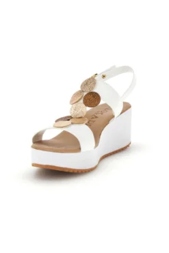 Sandali bianchi con zeppa e forme geometriche Plocadi 363033