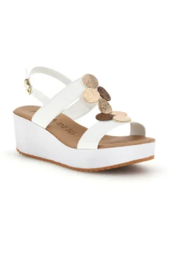 Sandali bianchi con zeppa e forme geometriche Plocadi 363033