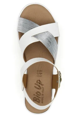 Sandali bianchi e argento con plantare comfort Bio Up 402