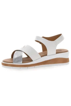 Sandali bianchi e argento con plantare comfort Bio Up 402