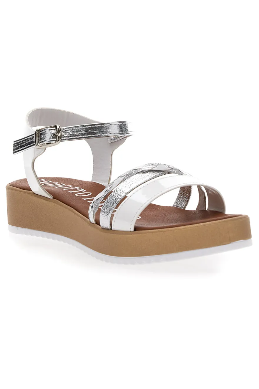 Sandali Bianchi e Argento con Platform Mio Tempo 4194