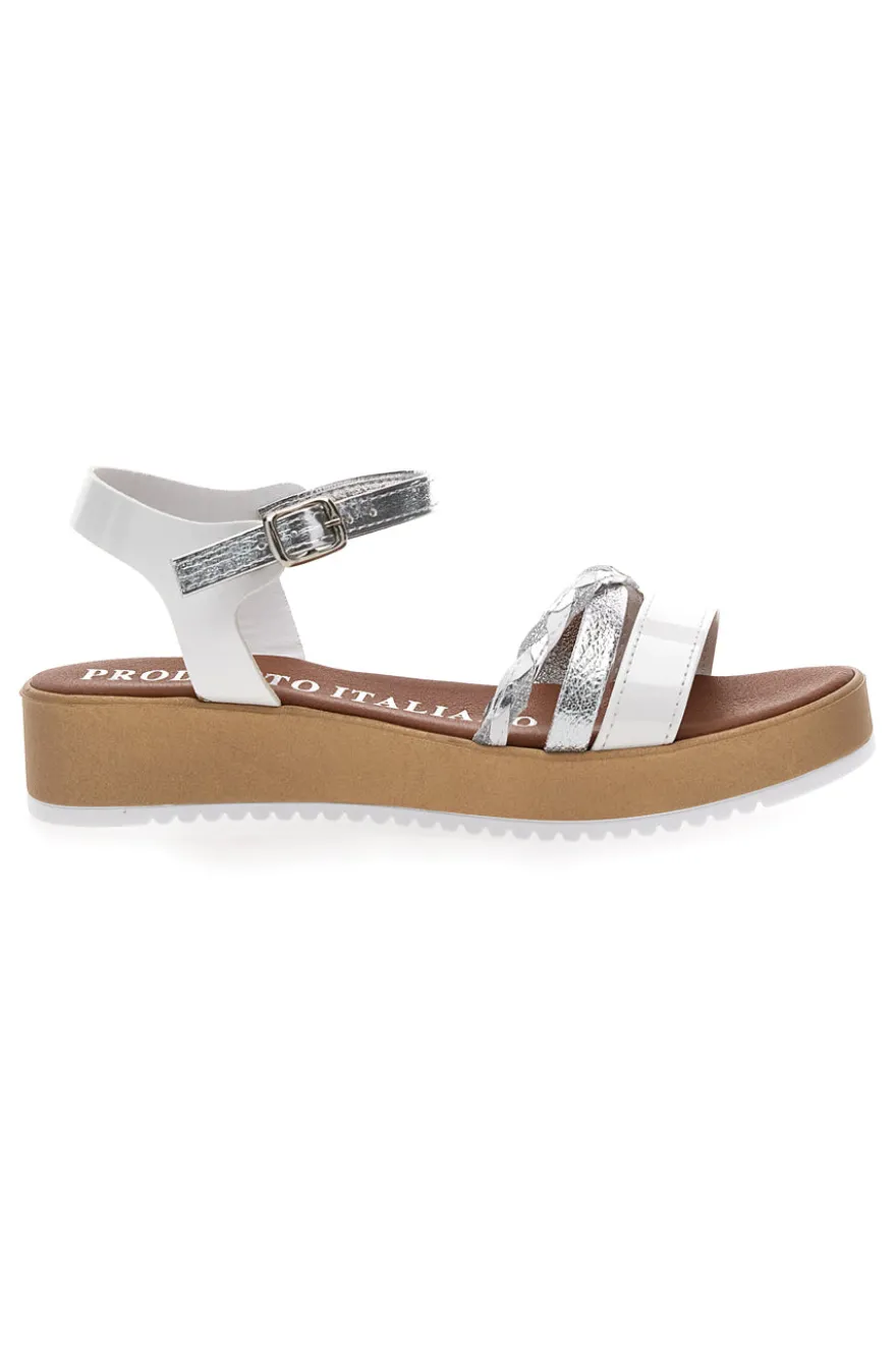 Sandali Bianchi e Argento con Platform Mio Tempo 4194