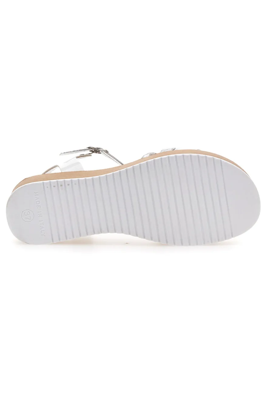 Sandali Bianchi e Argento con Platform Mio Tempo 4194