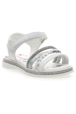 Sandali Bianchi e Argento con Velcro GRAZIE GIRL 14342