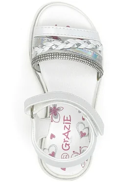 Sandali Bianchi e Argento con Velcro GRAZIE GIRL 14342