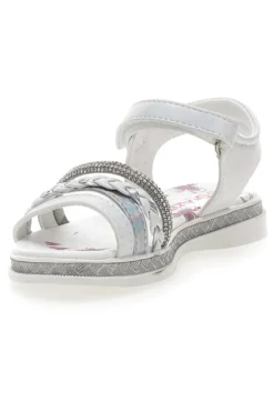 Sandali Bianchi e Argento con Velcro GRAZIE GIRL 14342
