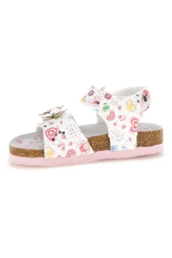 Sandali bianchi fantasia floreale con strappi Pitt kids 14223