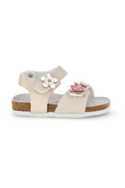Sandali bianchi iridescenti con fiori Pitt kids 14330