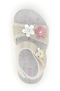 Sandali bianchi iridescenti con fiori Pitt kids 14330