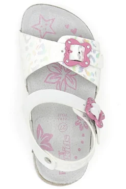 Sandali bianchi leopardati con fibbie rosa Pitt Kids 14505