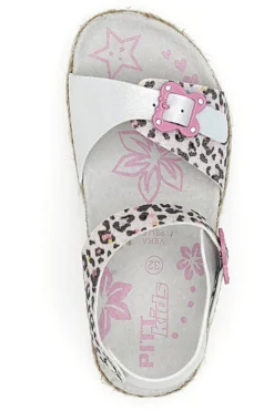 Sandali Bianchi Leopardati Con Cinturino Pitt Kids 14453