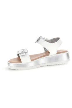Sandali bianco applicazioni floreali cinturino regolabile Pitt kids 392642S