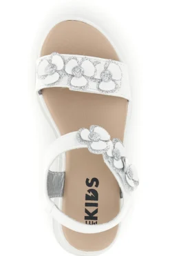 Sandali bianco applicazioni floreali cinturino regolabile Pitt kids 392642S
