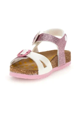 Sandali bianco e rosa con fibbie Pittarello bio 257A187SR