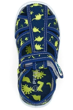 Sandali blu con dinosauri gialli punta chiusa PITT KIDS PK2492D