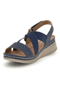 Sandali blu con zeppa e fasce incrociate Mio tempo Q17751