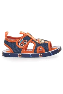 Sandali Blu e Arancione con Orsetto e Macchinina in Tessuto Pitt Kids 2635