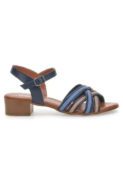 Sandali Blu e Marroni con Tacco a Blocco in Vera Pelle PITTARELLO LOOK 243110