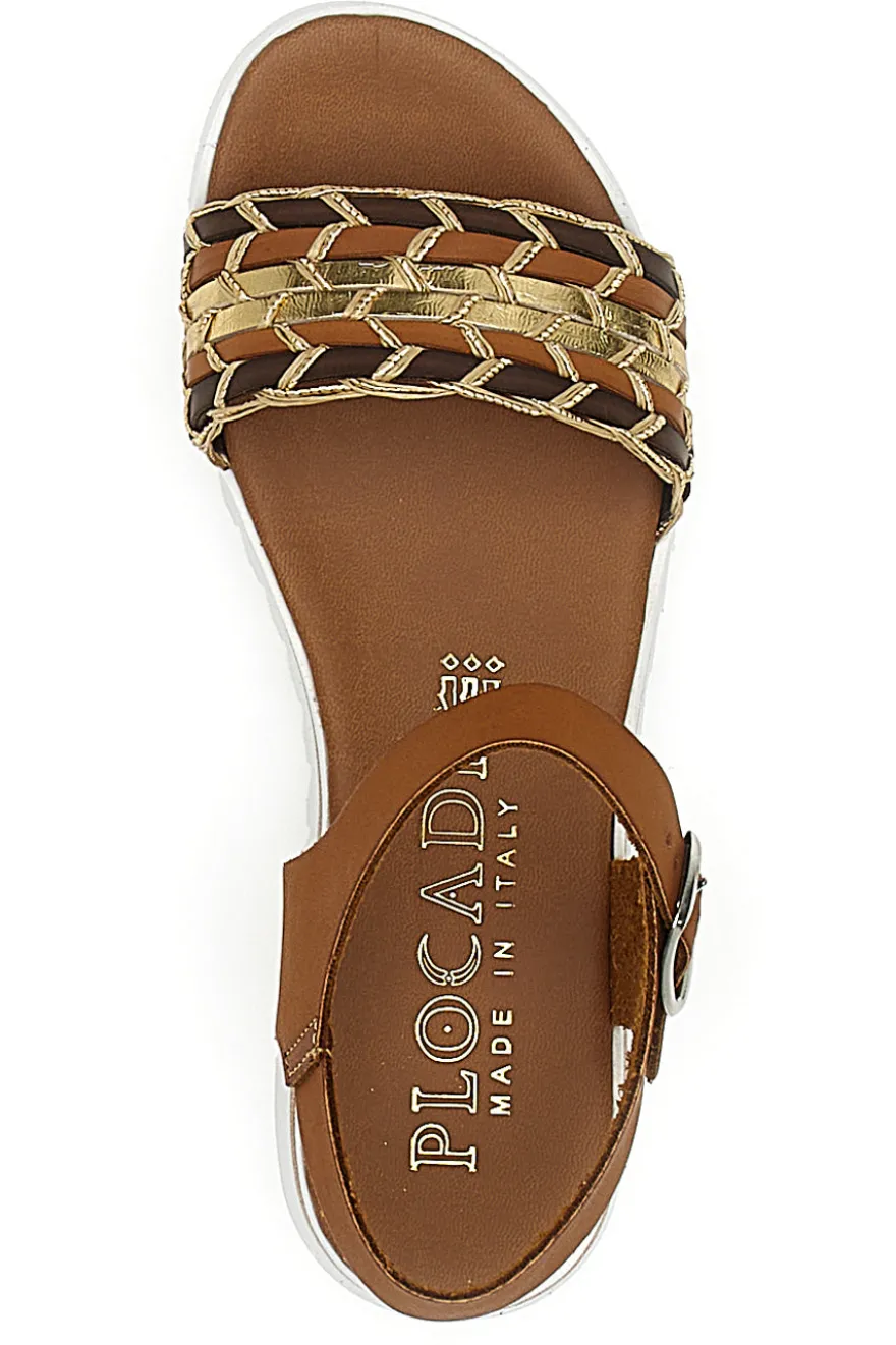 Sandali Cognac con Cinturino Prodotto Italiano Plocadi 021