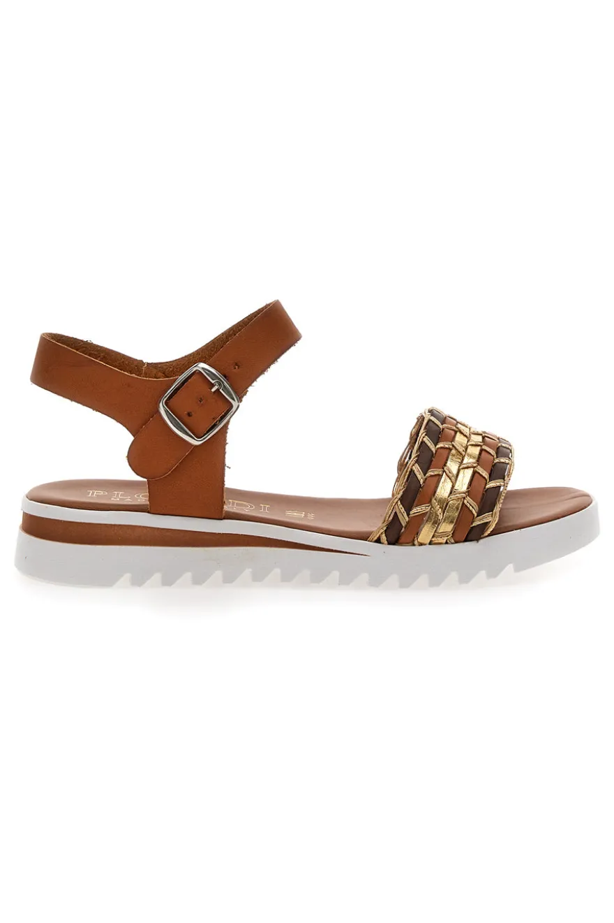 Sandali Cognac con Cinturino Prodotto Italiano Plocadi 021