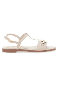 Sandali Crema Flat con Dettaglio Catena Ferre' F251