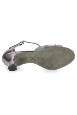 Sandali da ballo argento con cinturino a T e suola in vera pelle The First Dance 6559