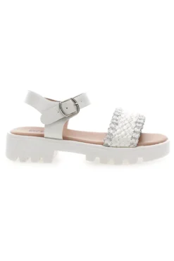 Sandali da bambina bianchi con fascia intrecciata Pitt kids 392639S