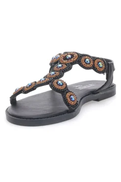Sandali Flat Neri Con Applicazioni Colorate THE FIRST CHIC PREA752