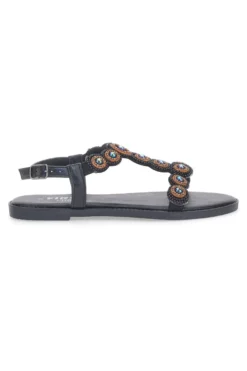 Sandali Flat Neri Con Applicazioni Colorate THE FIRST CHIC PREA752