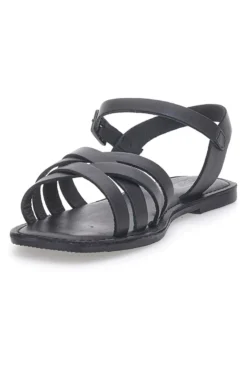 Sandali flat neri con fasce incrociate e cinturino alla caviglia PITTARELLO SUN A99311101