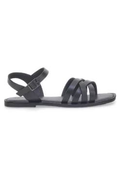 Sandali flat neri con fasce incrociate e cinturino alla caviglia PITTARELLO SUN A99311101