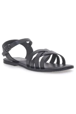 Sandali flat neri con fasce incrociate e cinturino alla caviglia PITTARELLO SUN A99311101