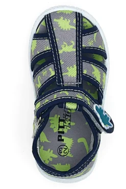 Sandali grigi con dinosauri gialli punta chiusa PITT KIDS PK2492E