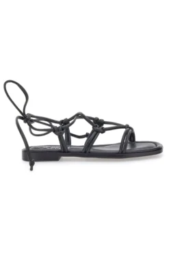 Sandali Lace-Up Neri Con Suola Flat Pittarello Look DC308100