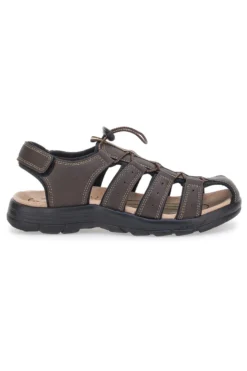Sandali marroni con velcro ed elastico johes land 2208