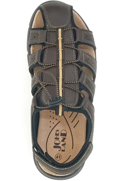 Sandali marroni con velcro ed elastico johes land 2208