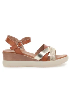 Sandali marroni con zeppa bassa e fasce incrociate PITTARELLO SUN FW10172