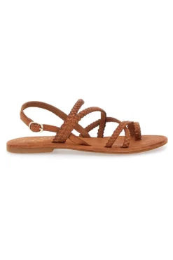 Sandali Marroni Flat In Vera Pelle Pittarello Look 5024